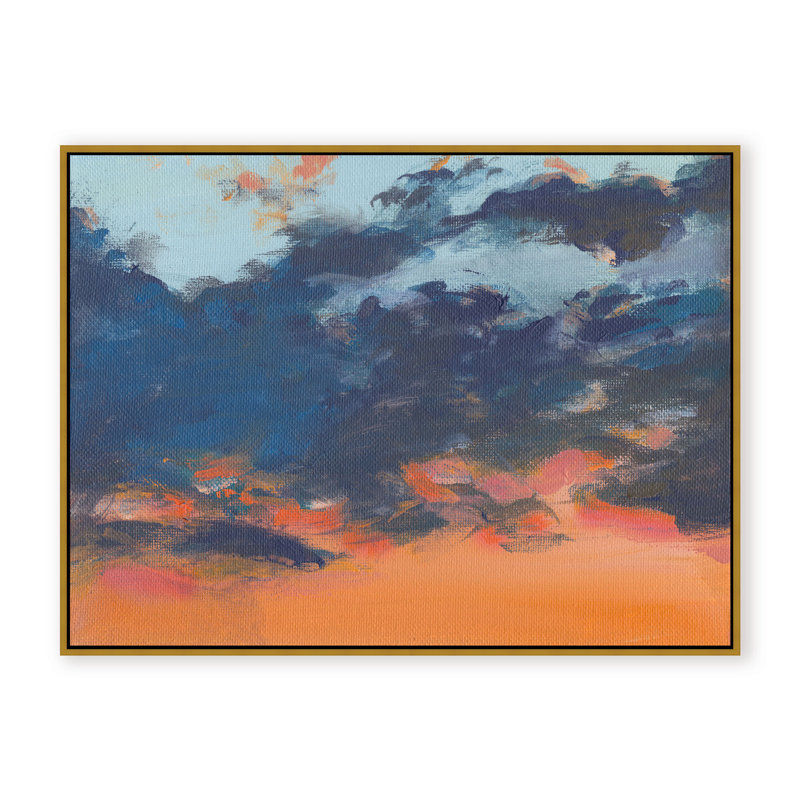 Coastal Retreat Asbury Park Sunset, Framed Canvas, Beige, 24" H x 30" W x 2.375" D