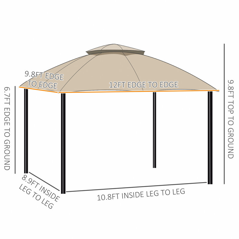 Gazebo Outdoor Gazebo, Patio Gazebo Canopy Shelter, Beige