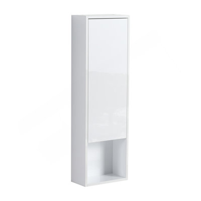 Armoire murale de salle de bain 12 po, portes à fermeture douce, conception à fixation flottante, blanc brillant (emballage KD)