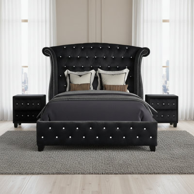 Mithil Queen 3PC Bedroom Set Black
