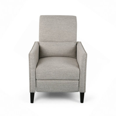 Pushback Recliner Chair With Side Pocket, Fabric Armchair Push Back Recliner With Rivet Decoration, Accent Chair For Living Room, Bedroom