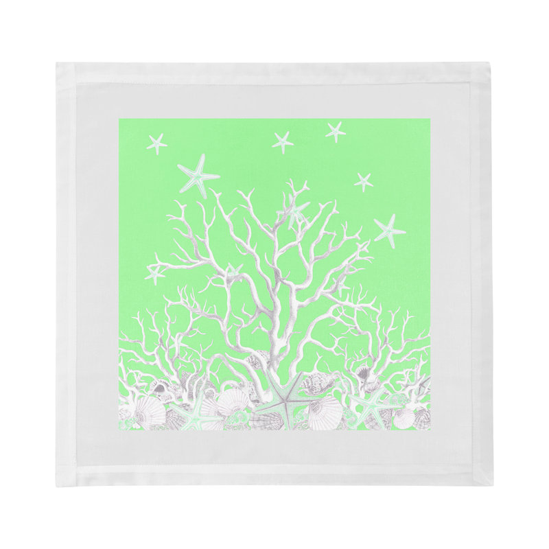Serviettes de table en satin de coton Coral Branch, Vert