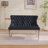 Velvet Double Dining Loveseat Bench, Kitchen & Dining Seating, 2-Seat Tufted Bench W/Handmade Buttons, Wing Back, Brushed Silver Stainless Steel Legs, Mid Century Modern,Single Pack,Black,SW1702BK-1662660600-1663900200