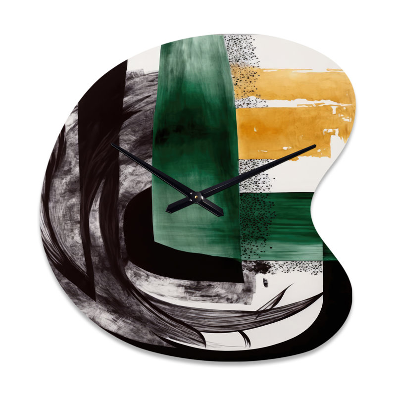 Moderne vert Art déco VI - Horloge murale asymétrique transitionnelle, Petit