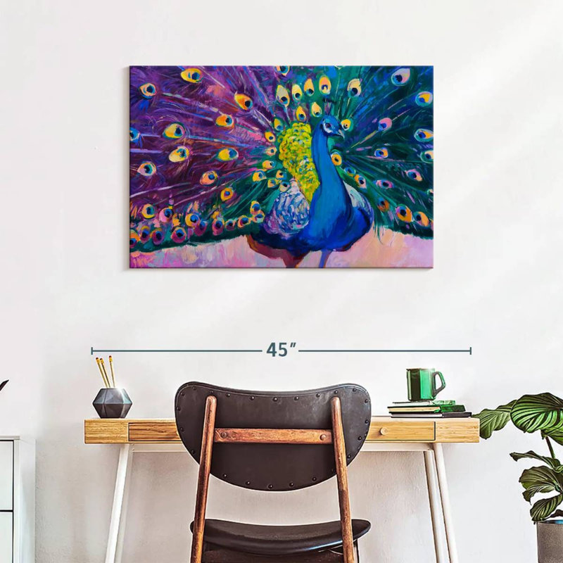 Paon éblouissant sur toile, H 24 po x l 36 po x P 1,25 po