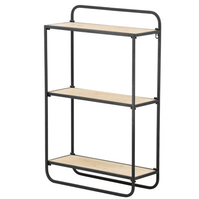 3 Wall Shelf, 20X8x32", Rustic Wood Shelves With Black Metal, Functional Storage For Books And Display, 22Lb Capacity Per Shelf 20X8x32" Mounted Natural Fashionable & Practical Displays, 22Lbs