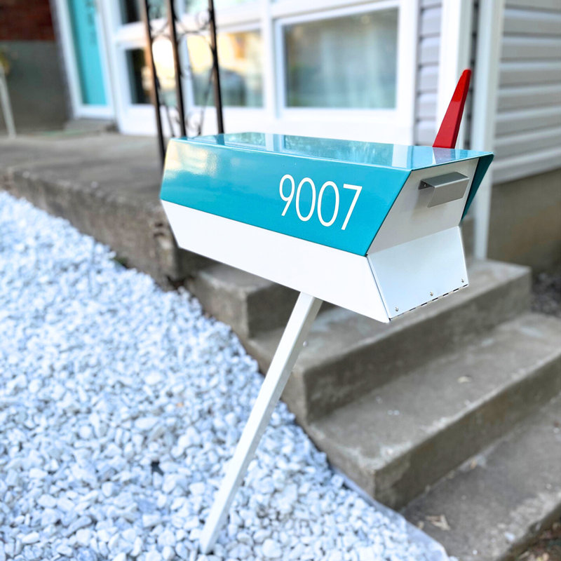 Boîte aux lettres moderne 2 tons, Blanc / turquoise
