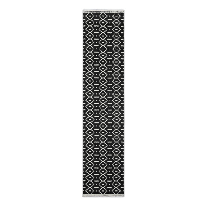 Ivy Bronx Begna Nathanyl Rug Black, Runner 2'7" x 12'