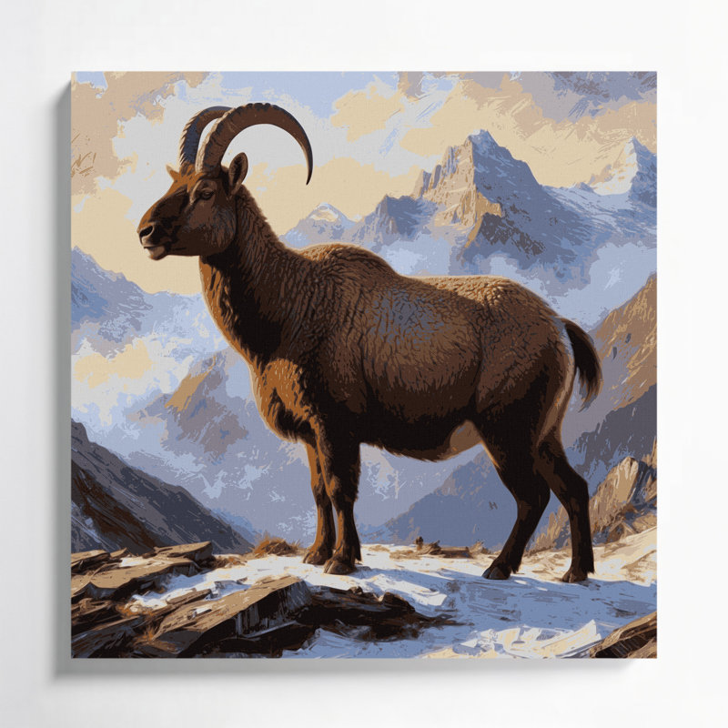 Faune de l'Himalaya, art mural sur toile beige Tahr, H 32 po x l 32 po