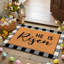Ensemble de 2 tapis de paillasson en fibre de coco à 2 couches "He is Risen Welcome" avec tapis noir et blanc Buffalo