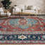 Hand-Knotted High-Quality Rust and Blue Area Rug