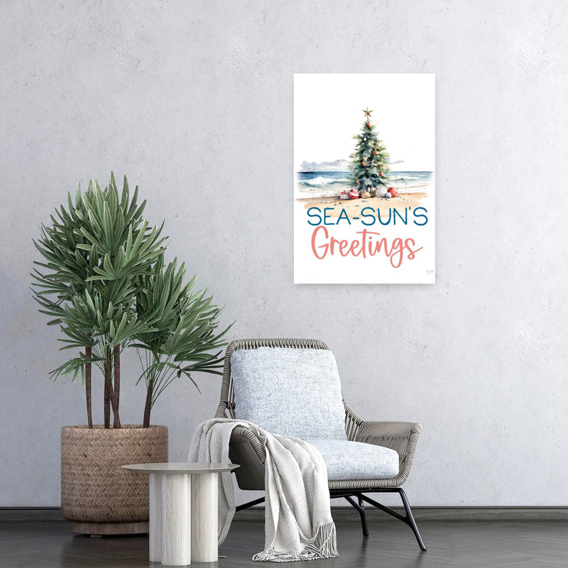 Arbre de Noël abstrait Sea-Sun's Greetings, art côtier, H 24 po x l 16 po