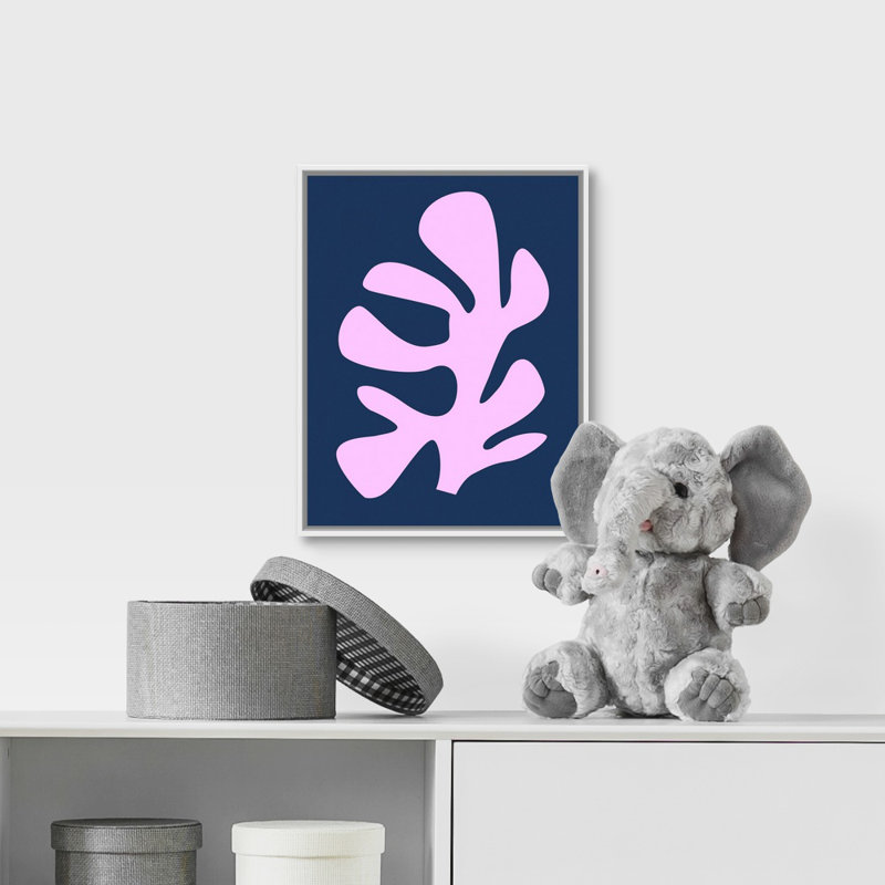 Art encadré pour enfants corail vi, Cadre flottant blanc avec toile / mauve / bleu, H 14 po x l 11 po x P 1,2 po