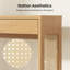Console 47,24 po en rotin moderne avec 2 tiroirs et tablette de rangement ouverte