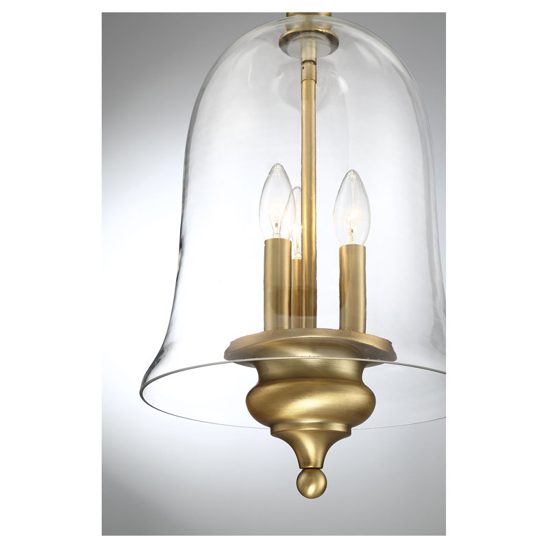 Luminaire suspendu en forme de cloche à 3 lumières Laurel, Laiton naturel