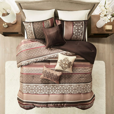 Édredon rouge très grand 7 pièces, séduisant avec détails géométriques, rembourrage, lavable à la machine, édredon, taies décoratives, coussins décoratifs, jupe de lit à imprimé élégant, literie,