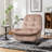Natural brown recliner, reclining lazy chair, mobile phone holder, large and comfortable reading chair, swivel gliding rocking chair, gold-stamped velvet-1858300089