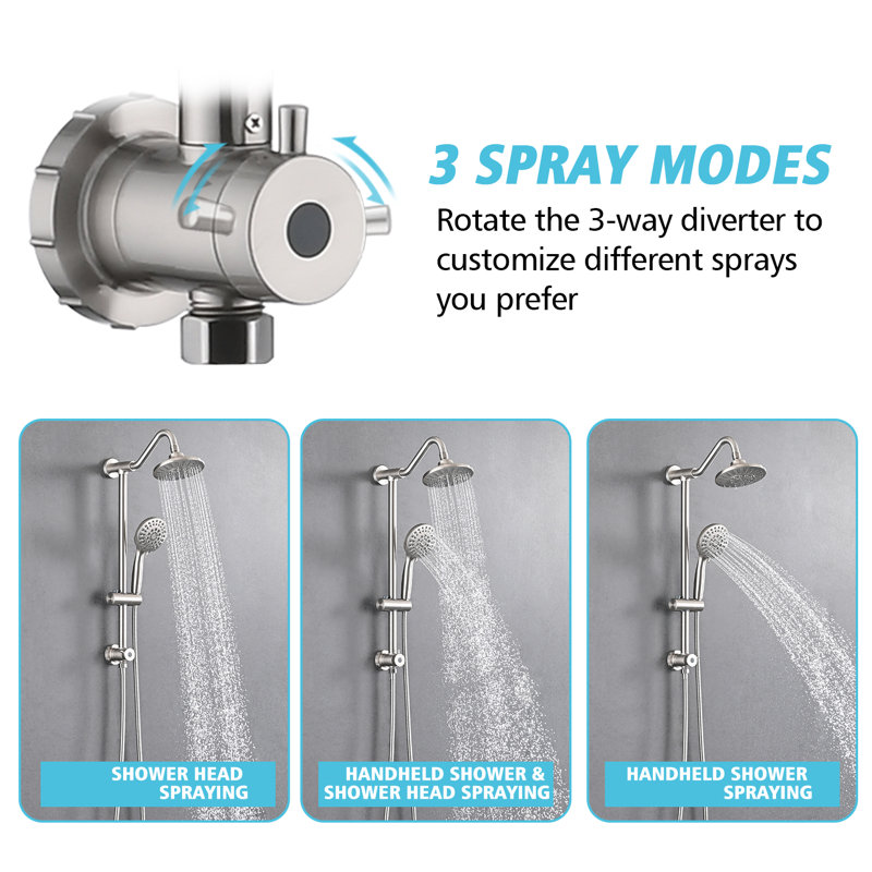 Complete Rainfall Shower System With Rough In-Valve And Slide Bar, Brushed Nickel