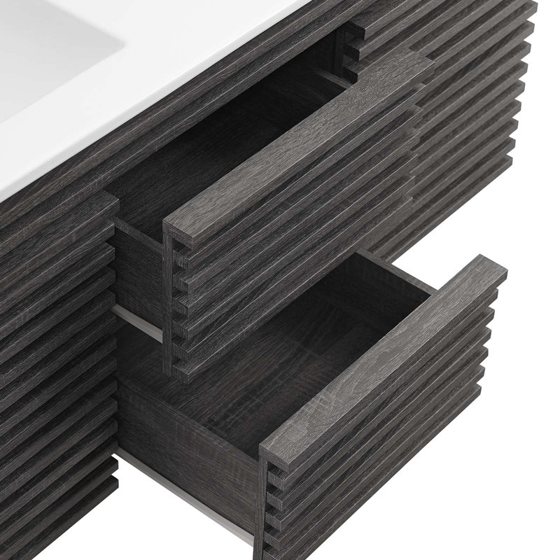 Meuble-lavabo mural 48 po Modway Render, Blanc, Gris anthracite