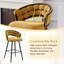 Ensemble de 2 tabourets de bar en velours jaune, hauteur de comptoir moderne avec pieds en fer noir | Idée de cadeau-2024834041