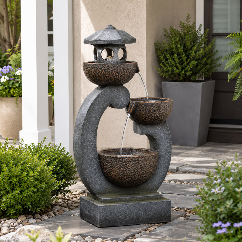 Wisley Hand Crafted Weather Resistant Floor Fountain with Light
