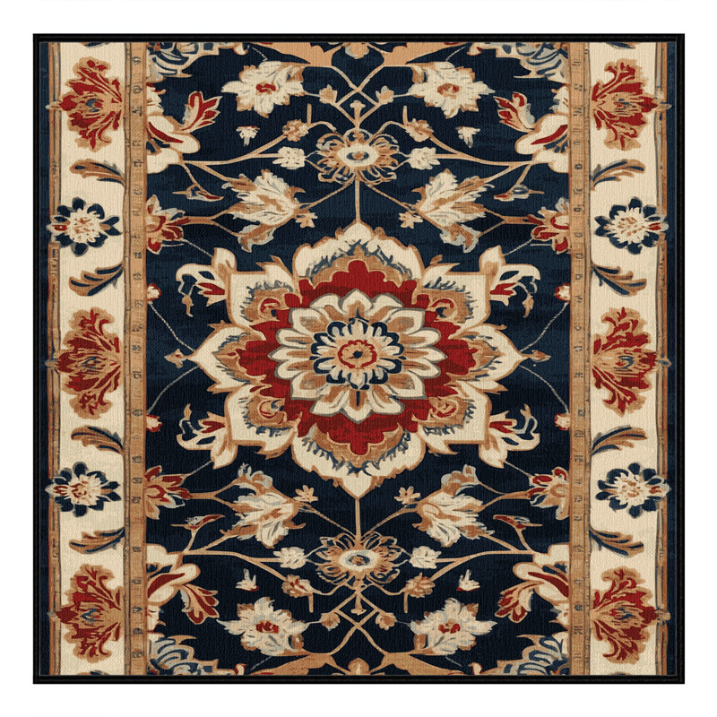 Tapis art déco brun lavable à la machine, Carré 5 pi