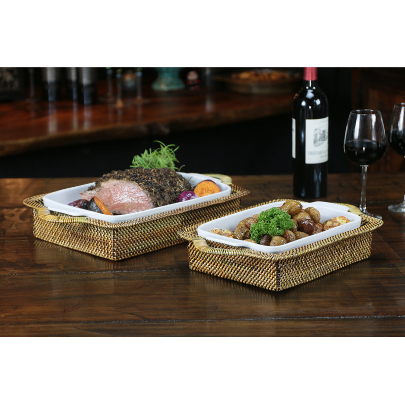 KITCHEN Wicker Tray, 2.75"H x 15.5"L x 10"W