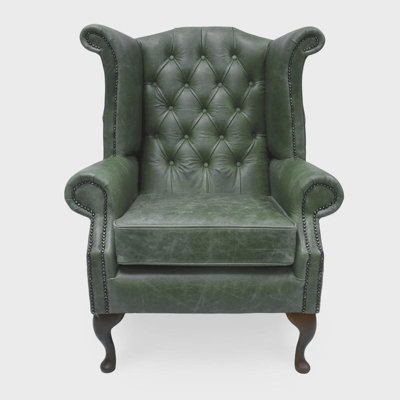 Upholstered Leather Wingback Chair