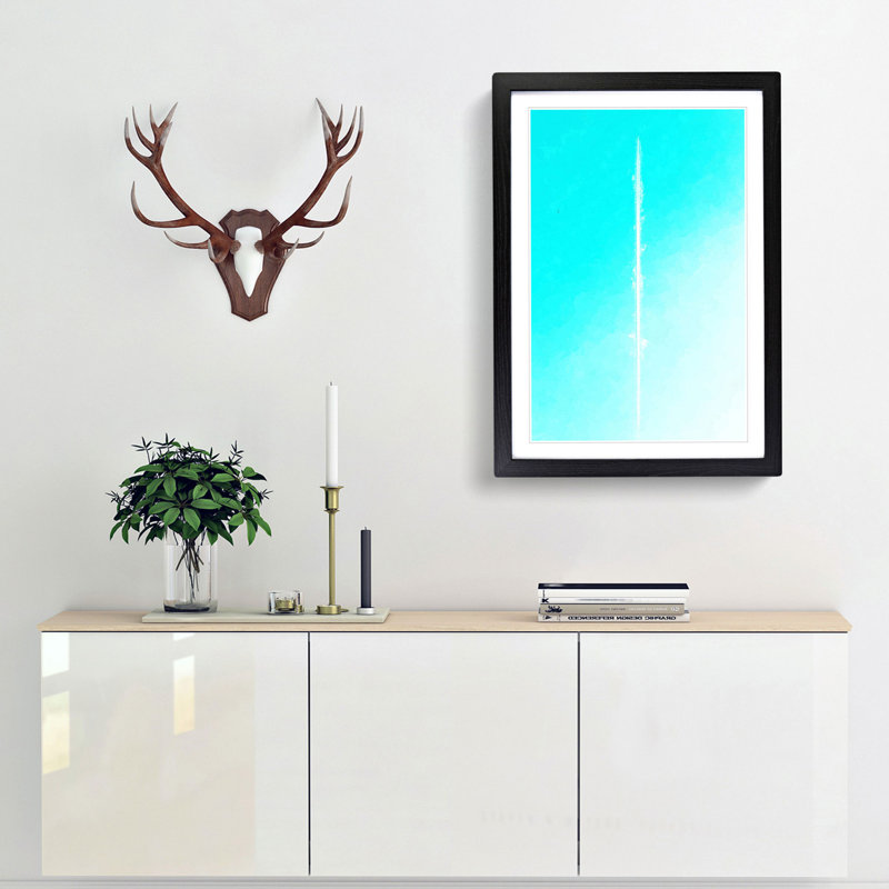 Plane in the Sky - Framed Print, 50cm H x 35cm W x 2cm D, Black