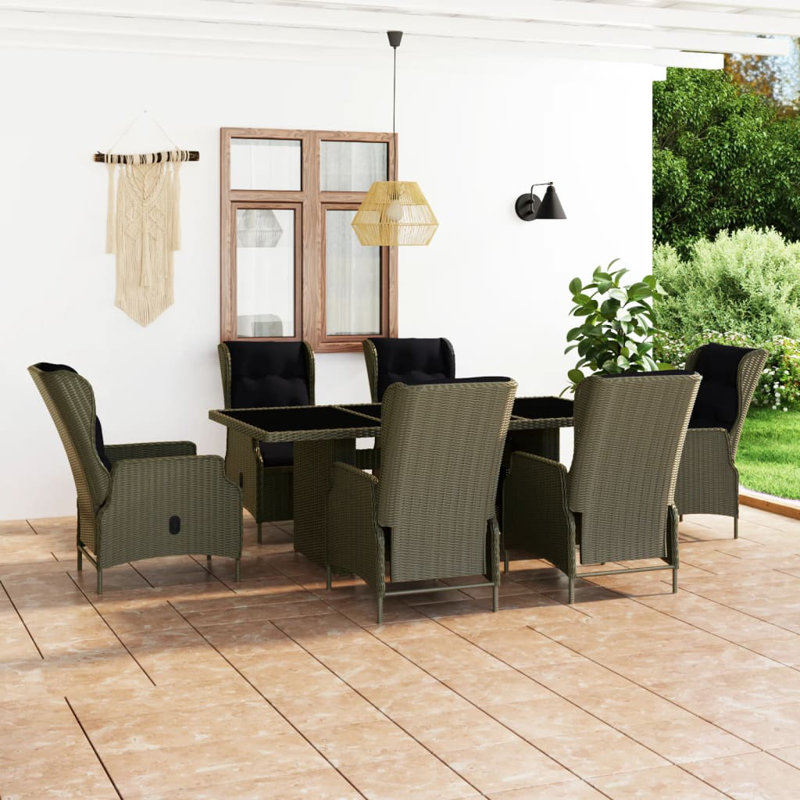 Ensemble de table et chaises de patio, Brun / noir, 6