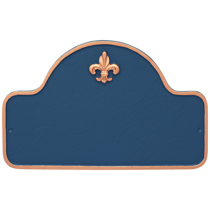 Plaque d'adresse à deux lignes Fleur de Lis Lexington, Chocolat / Argent, Oui