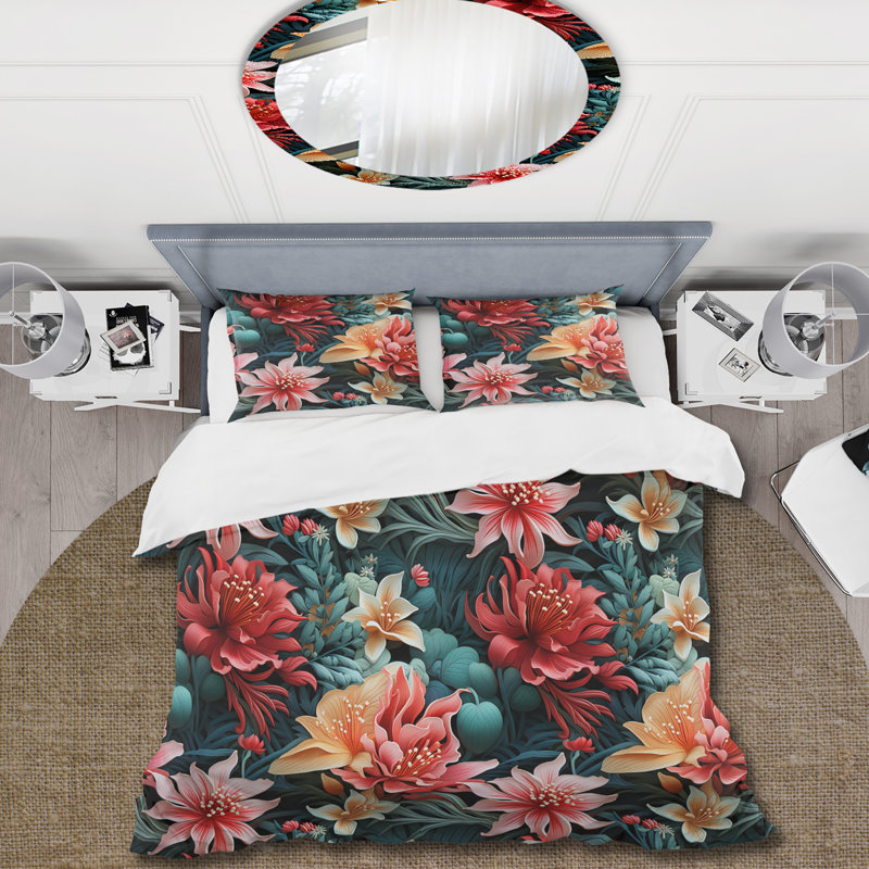 Literie à motif tropical Oceanic Gardens I, Housse de couette pour très grand lit et 2 très