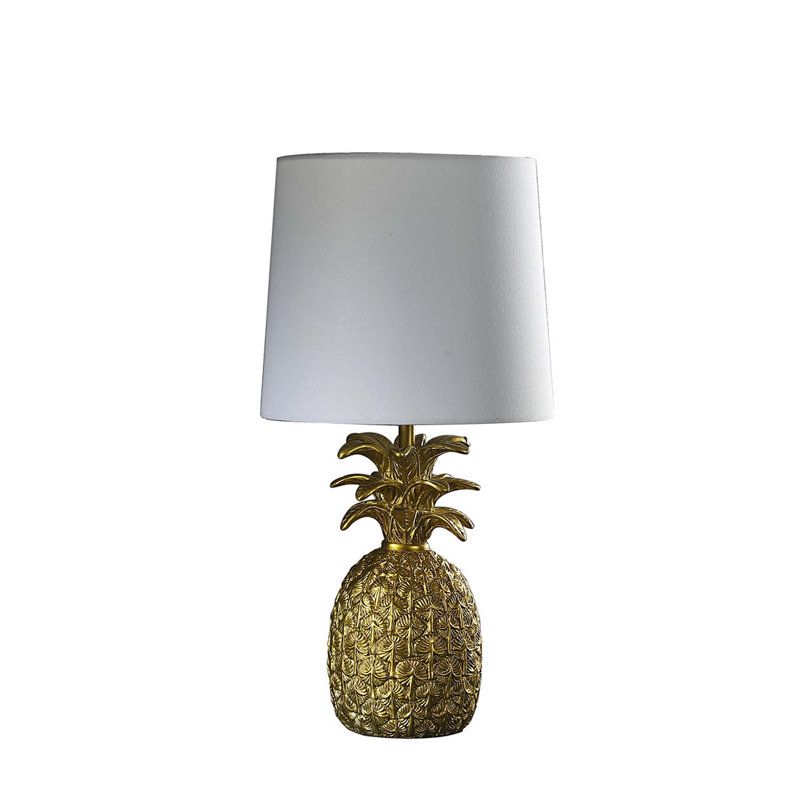 17" In Tropical Heahea Pineapple Table Lamp, Gold