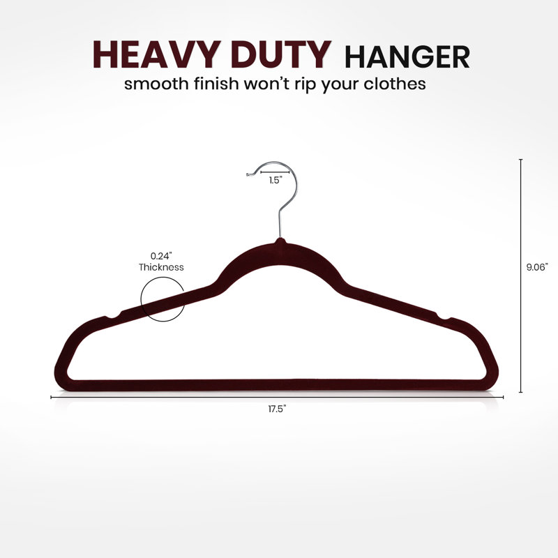 Velvet Standard Hanger For Dress/Shirt/Sweater (Set of 20), Red