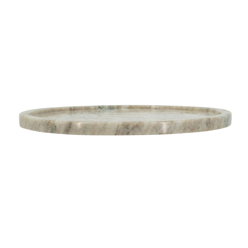 D10" Round Marble Tray With Natural Gray Finish
