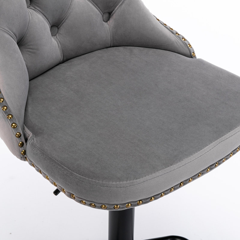 Ensemble de 2 tabourets de bar pivotants en velours avec base chromée réglable en hauteur et dossiers capitonnés confortables pour bistro et îlot de cuisine