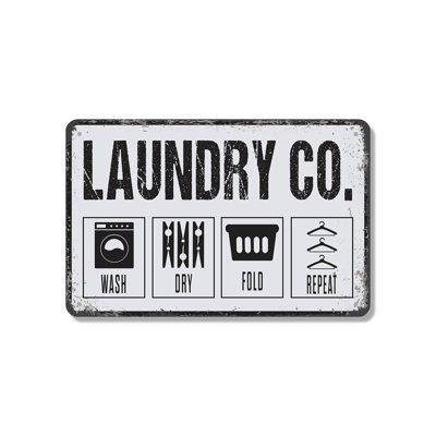 Wash Dry Fold Repeat (2 Pack) 7 Inch x 10 Inch Novelty Aluminum Sign