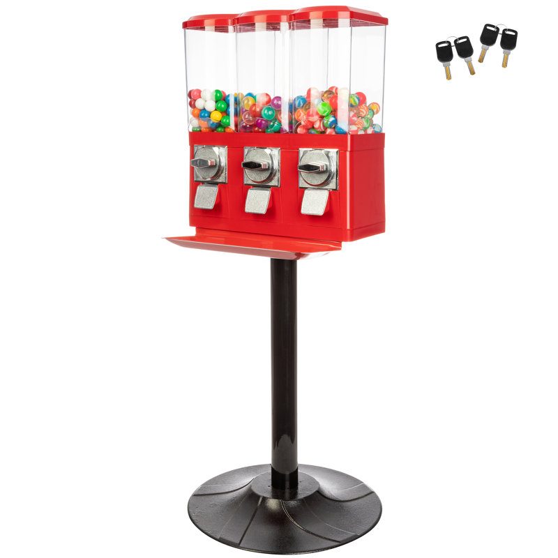 Great Northern Popcorn Triple Gumball Machine with Stand Red