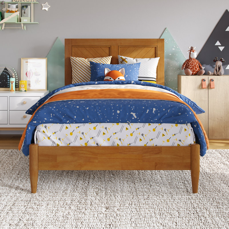 Pascarella Solid Wood Low Profile Platform Bed, Twin, Light Toffee