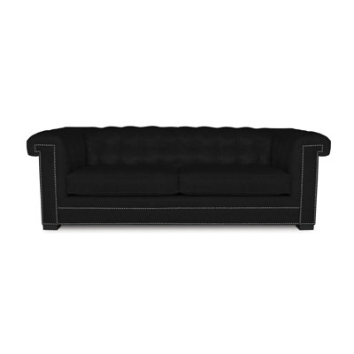 Canapé Chesterfield à accoudoirs roulés en cuir véritable 117 po Surrey