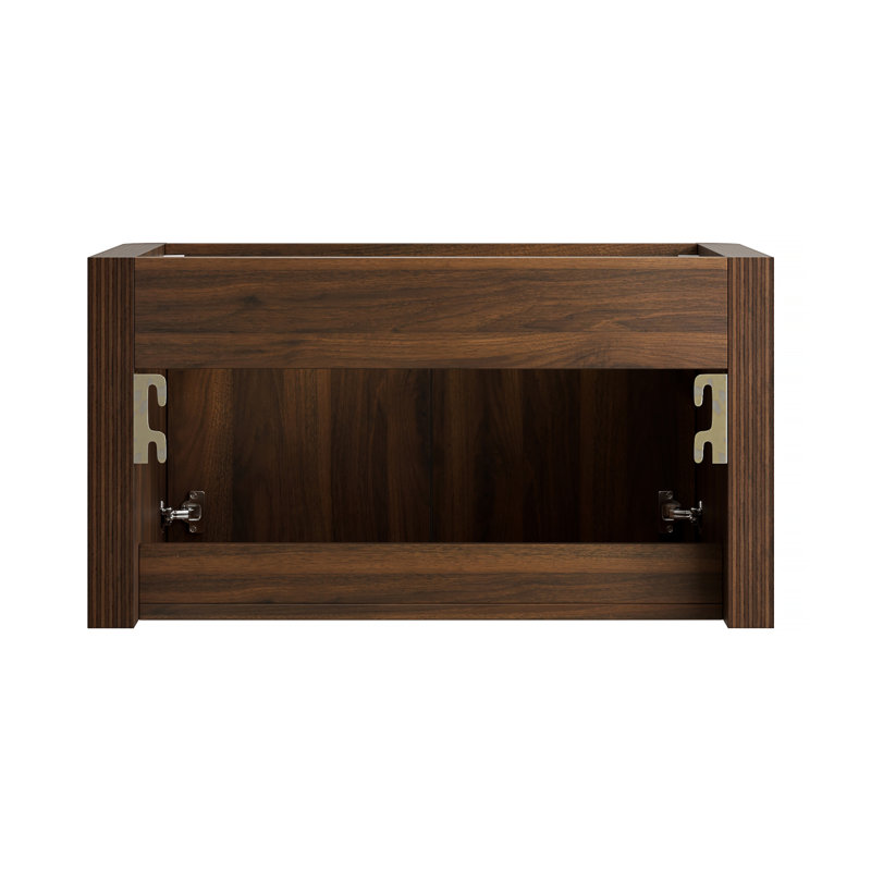 Meuble-lavabo mural de 76 cm avec lavabo intégré, Noyer