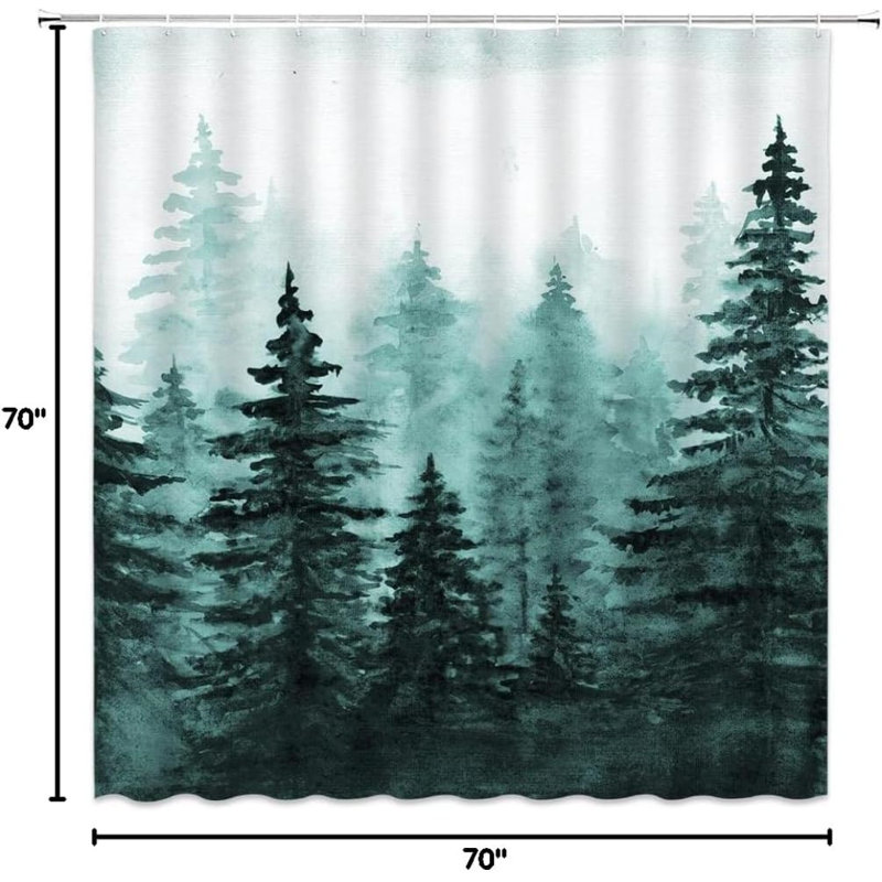Rideau de douche Misty Forest, Toile bleu sarcelle