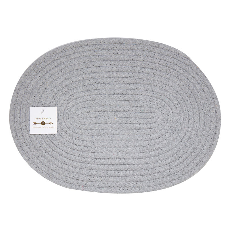 Napperons ovales en coton, Gris clair