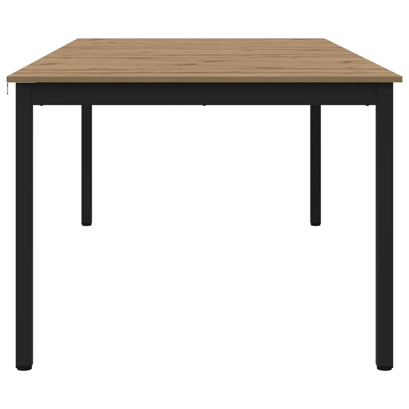 Metal Base Dining Table, Light Brown, 75cmH x 200cmL x 100cmW