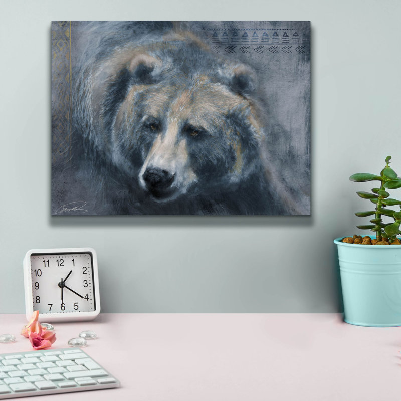"Kaelub Millwood Pines" Grizzly Encounter "par Robert Campbell, art mural sur toile, H 12 po x l 16 po x P 0,75 po
