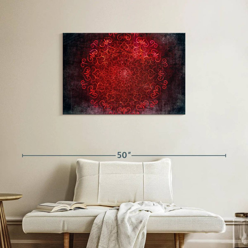 Mandala rouge brillant Kerner, H 24 po x l 36 po
