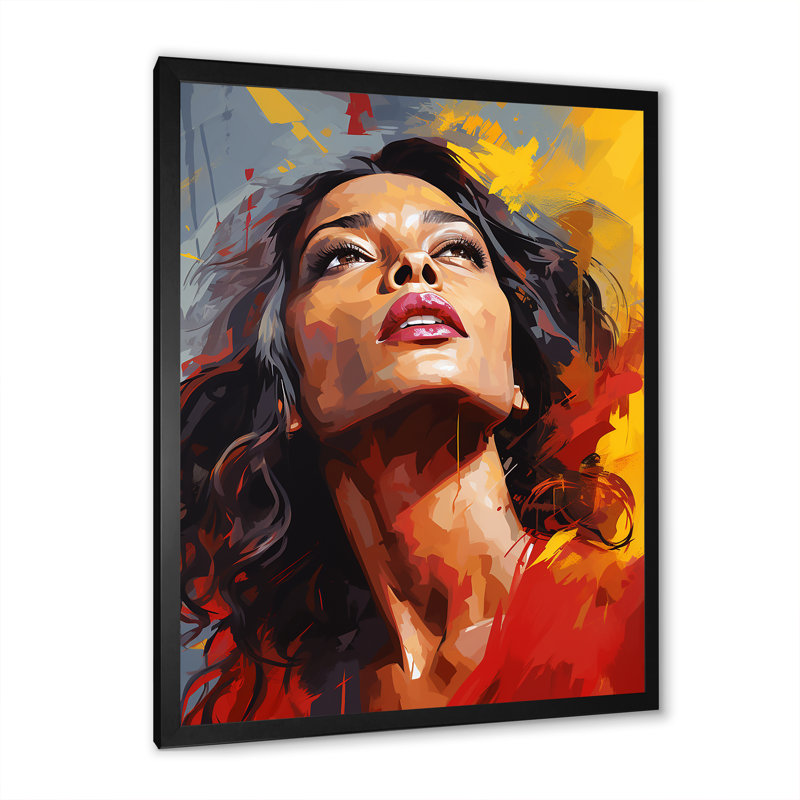 Portrait de Pop art bordeaux bourgogne - célébrités_105713, H 44 po x l 34 po x P 1,5 po, Cadre simple noir