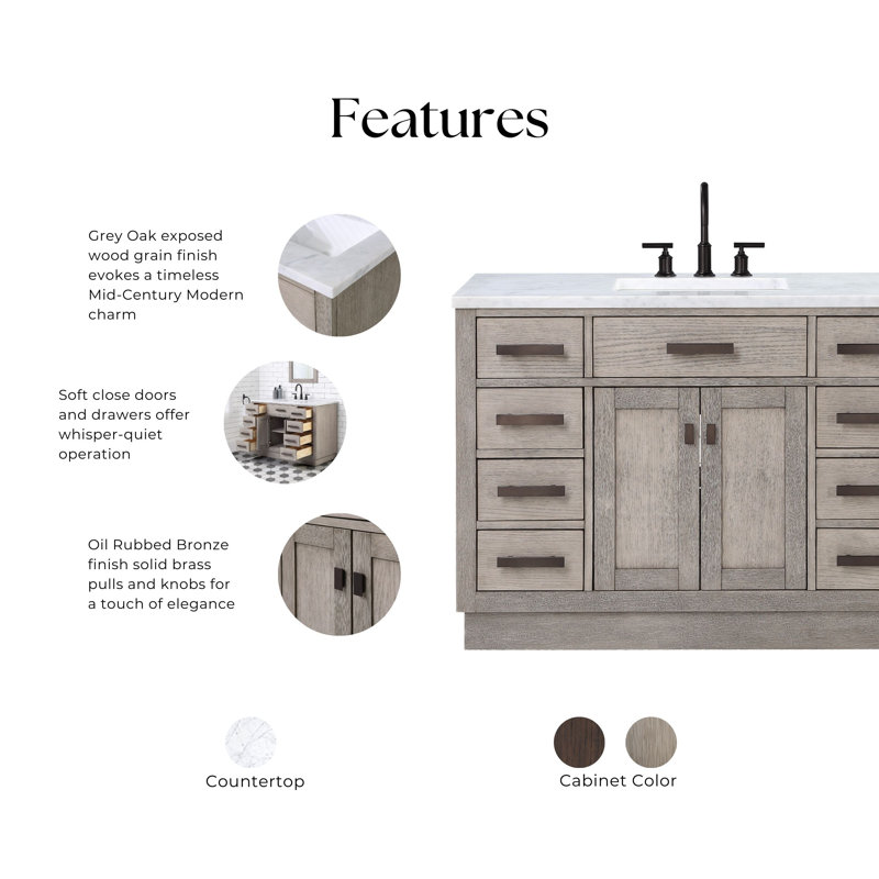 Chestnut 48'' W Single Vanity, Gray Oak
