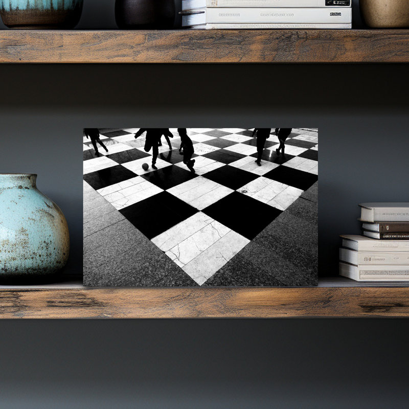 Art mural abstrait contemporain Chess, H 18 po x l 12 po