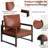 25" Wide Mid Century Faux Leather Tufted Back Accent Chair with Metal Farme-2139738211